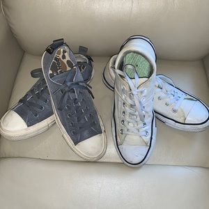 Converse Chuck Taylor All Star low canvas 2 for 1 white US w9 & Gray w7.5